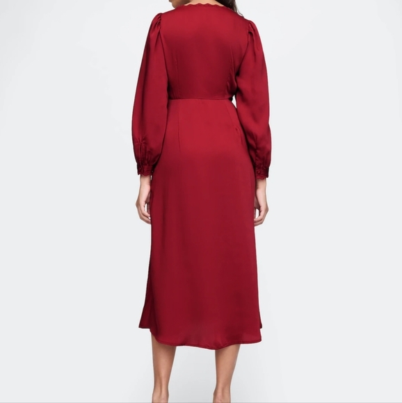 New GAP Elegant Red Satin Empire Dress Size S - Picture 2 of 13